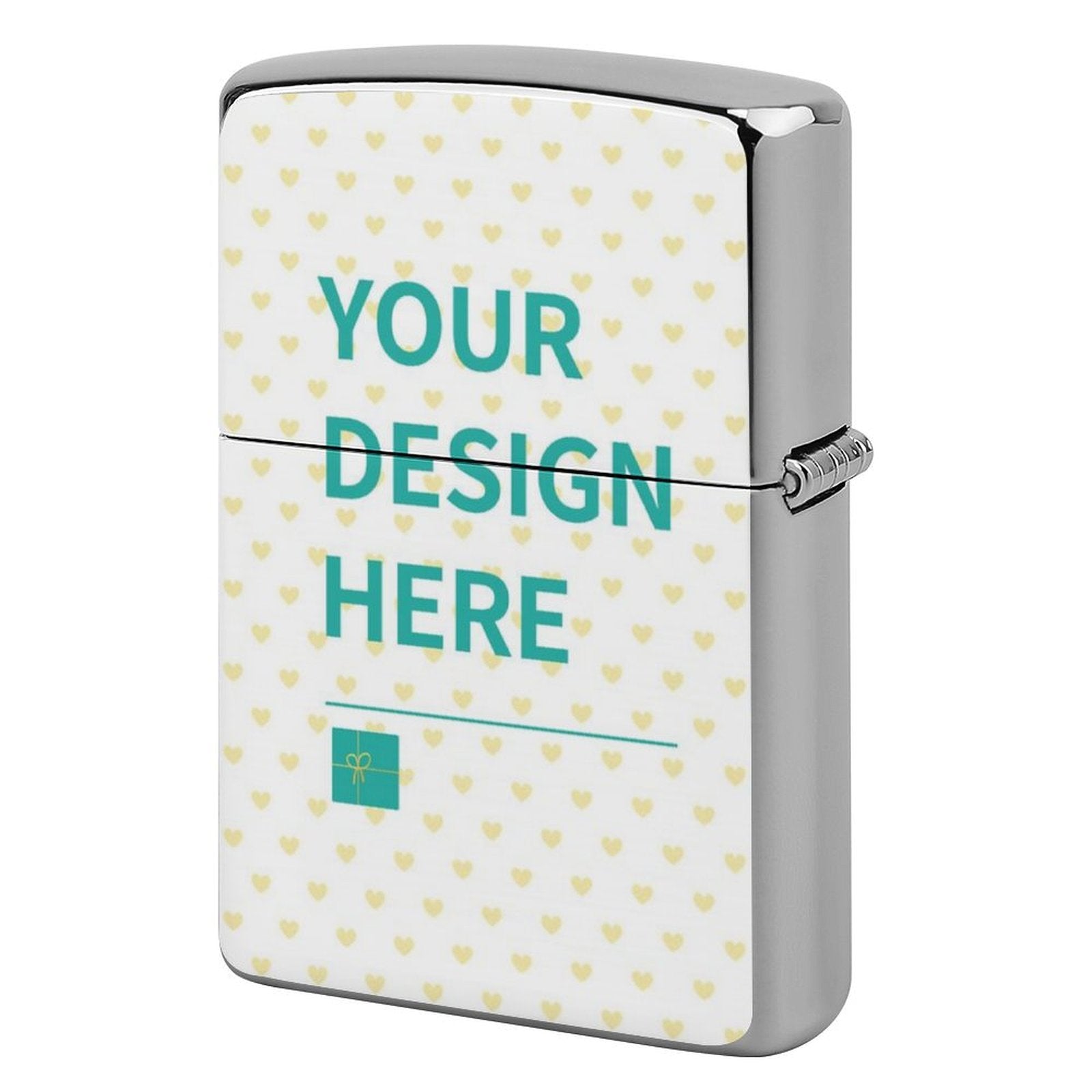 Customizable copper lighter case with heart pattern and text 'YOUR DESIGN HERE', perfect personalized gift