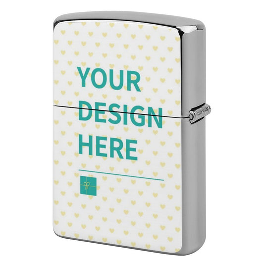 Customizable copper lighter case with heart pattern and text 'YOUR DESIGN HERE', perfect personalized gift