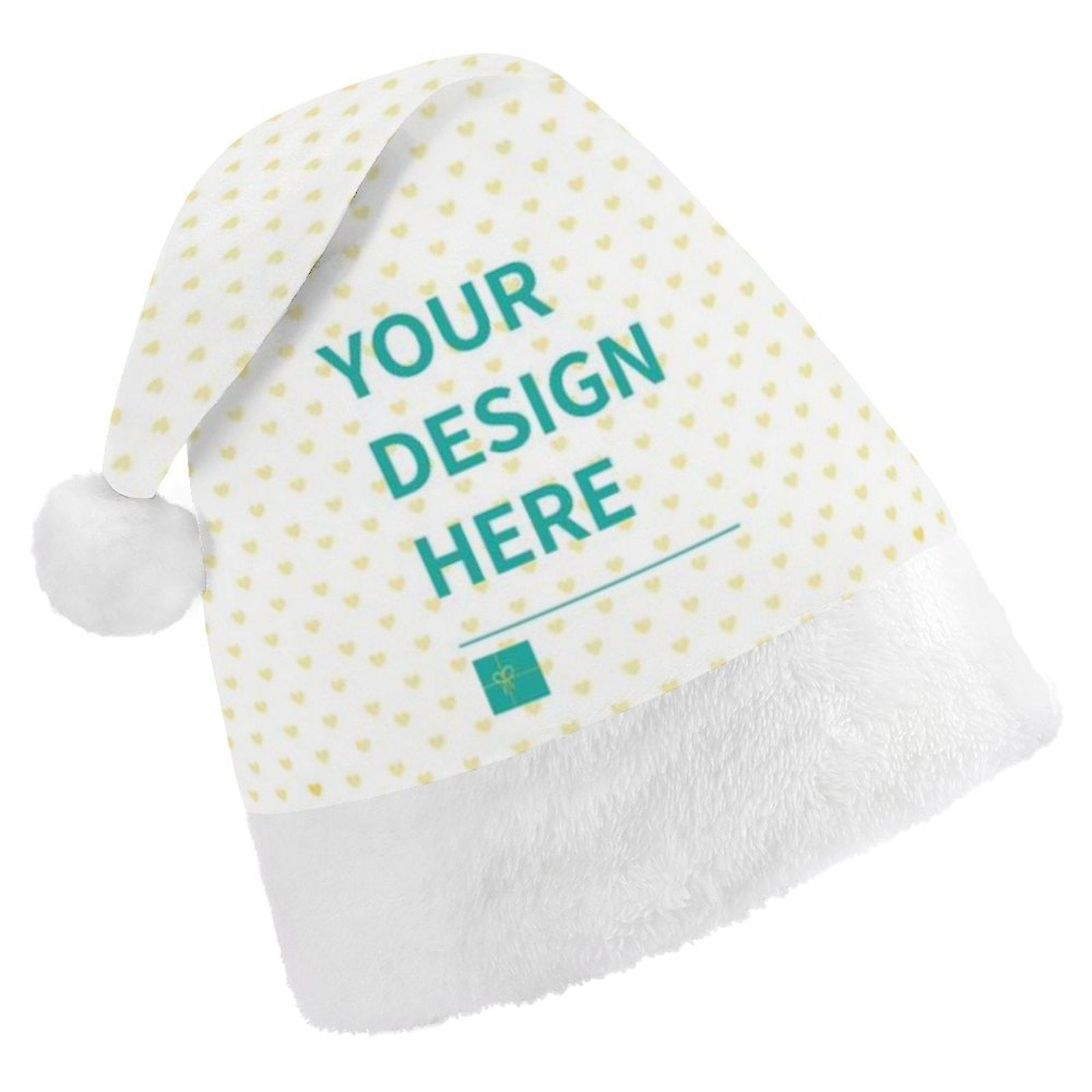 Personalized Christmas hat, white plush material with custom design, ideal for holiday gifts and parties
