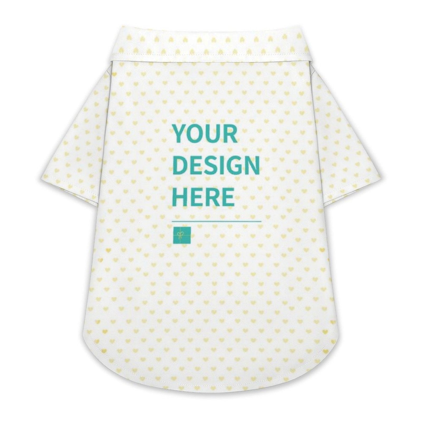 Customizable dog shirt vest in white with heart pattern. Perfect for personalized pet designs.