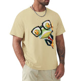 Men's crew neck t-shirt with a frog design, pure cotton, MyArtsyGift. Classic Tees for Men.