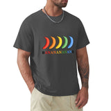 MyArtsyGift Men's classic fit tee in dark grey with rainbow banana graphic, cotton crew neck t-shirt