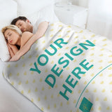 Lamb wool fleece blanket with 'YOUR DESIGN HERE' text, heart pattern, perfect gift for home or travel, MyArtsyGift