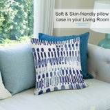 Soft, skin-friendly plush pillow cover with blue abstract pattern, decorative for living room. Available at MyArtsyGift.