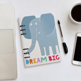 A5 loose-leaf notebook with elephant design and DREAM BIG text, perfect for note-taking, school, office, or home.