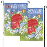 Summertime Welcome Garden Flag with Watermelon, Daisies & Butterflies