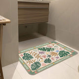 Desert color rubber floor mat with tropical leaf patterns, indoor/outdoor use