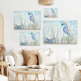 Seahorse and Starfish Canvas Print Set - Watercolor Home Decor - MyArtsyGift
