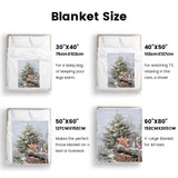Winter Christmas tree flannel blanket sizes: 30x40, 40x50, 50x60, and 60x80, perfect for warmth and home decor.