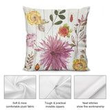 Watercolor floral pillow cover, soft plush fabric, invisible zipper, decorative throw pillow for sofa, MyArtsyGift