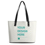 Customizable leather tote bag for women with heart pattern, personalized with your design.
