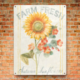 Autumn sunflower metal sign with Farm Fresh inscription for home decor and gifting