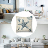 Nautical starfish throw pillow cover, soft plush fabric, coastal decor, vintage style, sofa and living room
