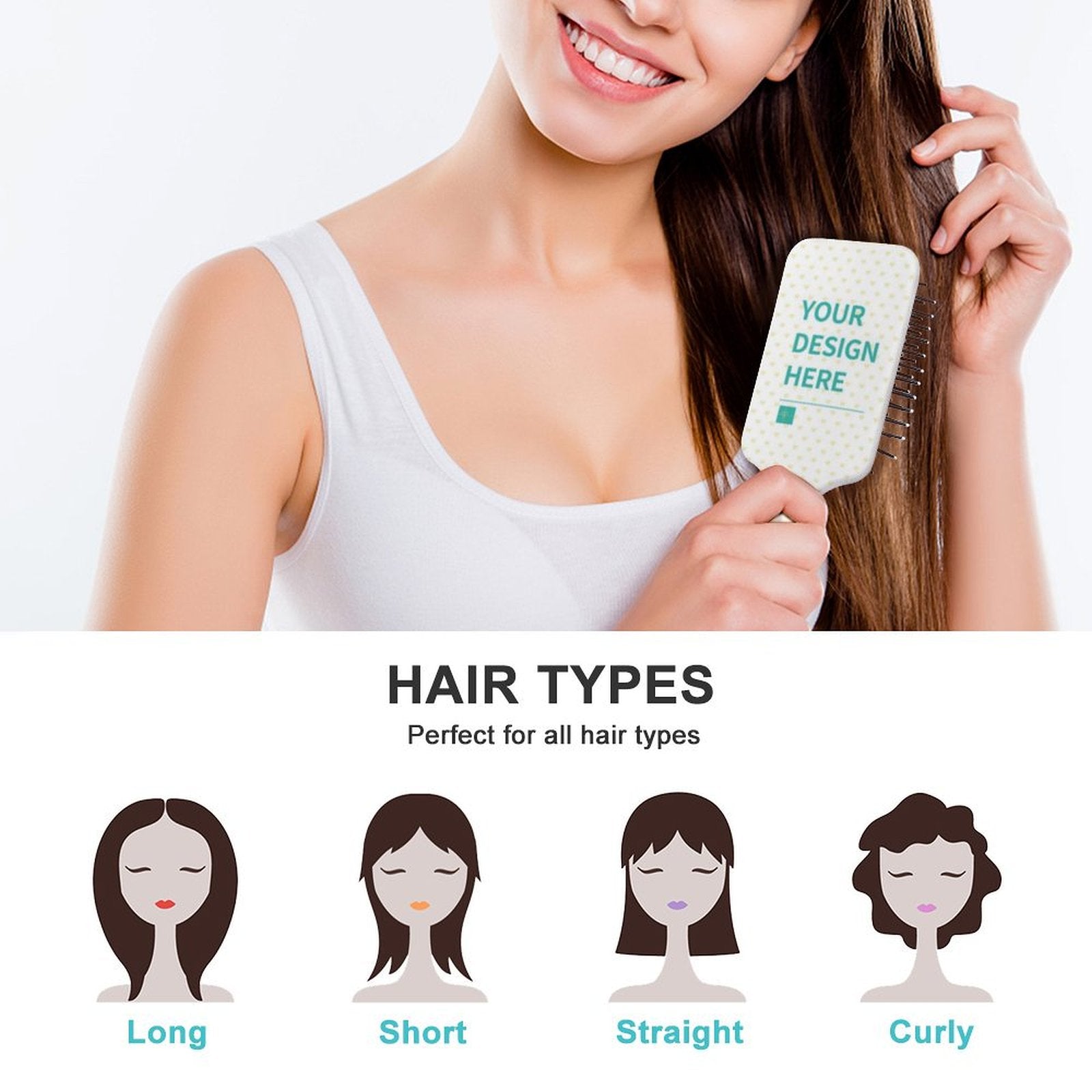 Personalized air cushion hair brush for women, suitable for all hair types. Customizable design options available