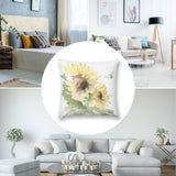Watercolor sunflower and bee pillow cover, plush decorative pillow cover for sofa and living room, from MyArtsyGift.