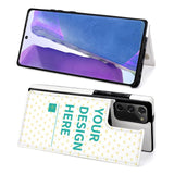 Customizable Samsung Galaxy Note20 PU leather wallet phone case with YOUR DESIGN HERE, white and card slots