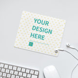 Customizable mouse pad with "YOUR DESIGN HERE" text and heart pattern, perfect for gaming and offices.