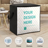 Customizable large clothes storage bag with "YOUR DESIGN HERE" design, ideal for blanket, comforter and bedding storage.