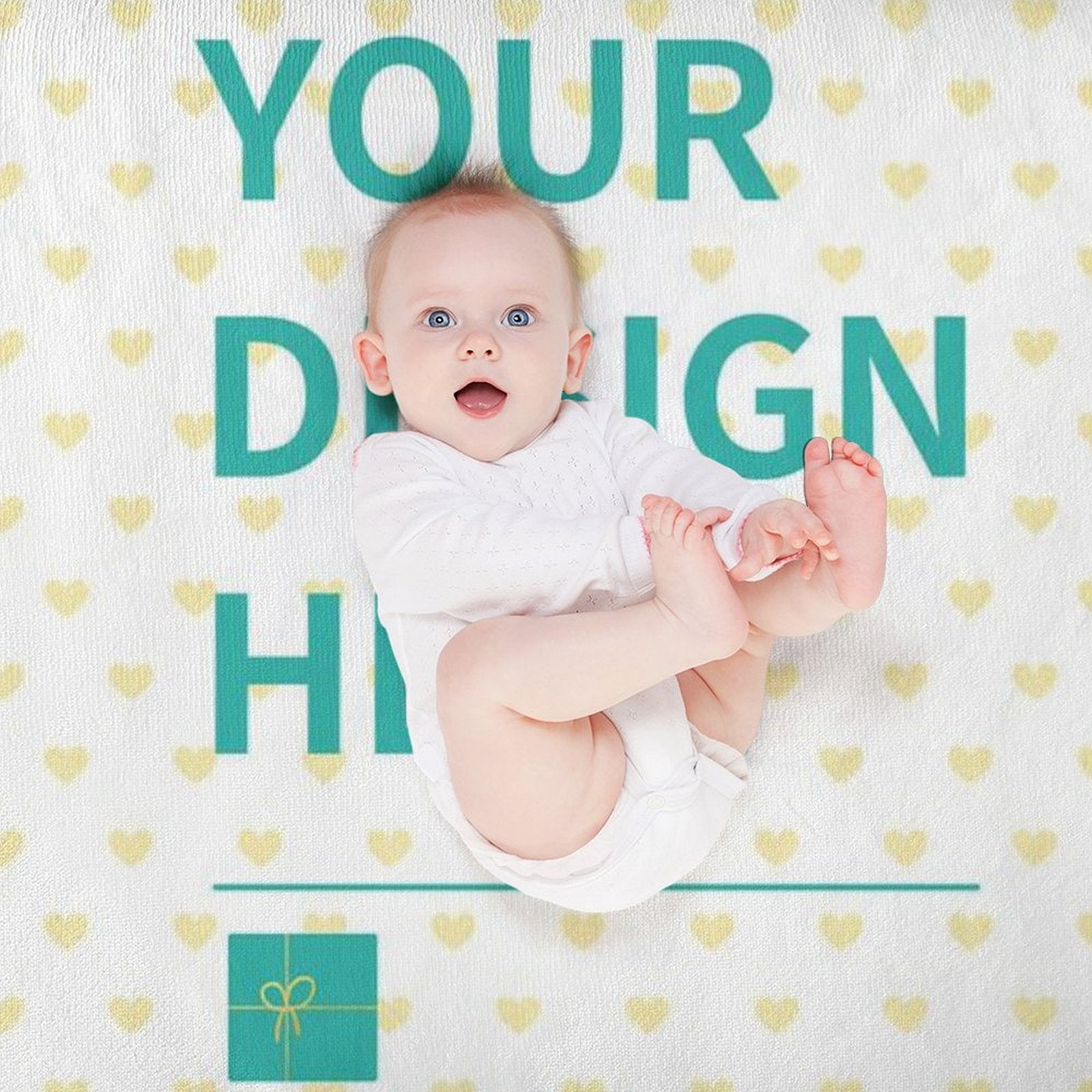 Customizable lamb wool fleece blanket with baby, heart pattern, personalized design, perfect gift for baby,MyArtsyGift