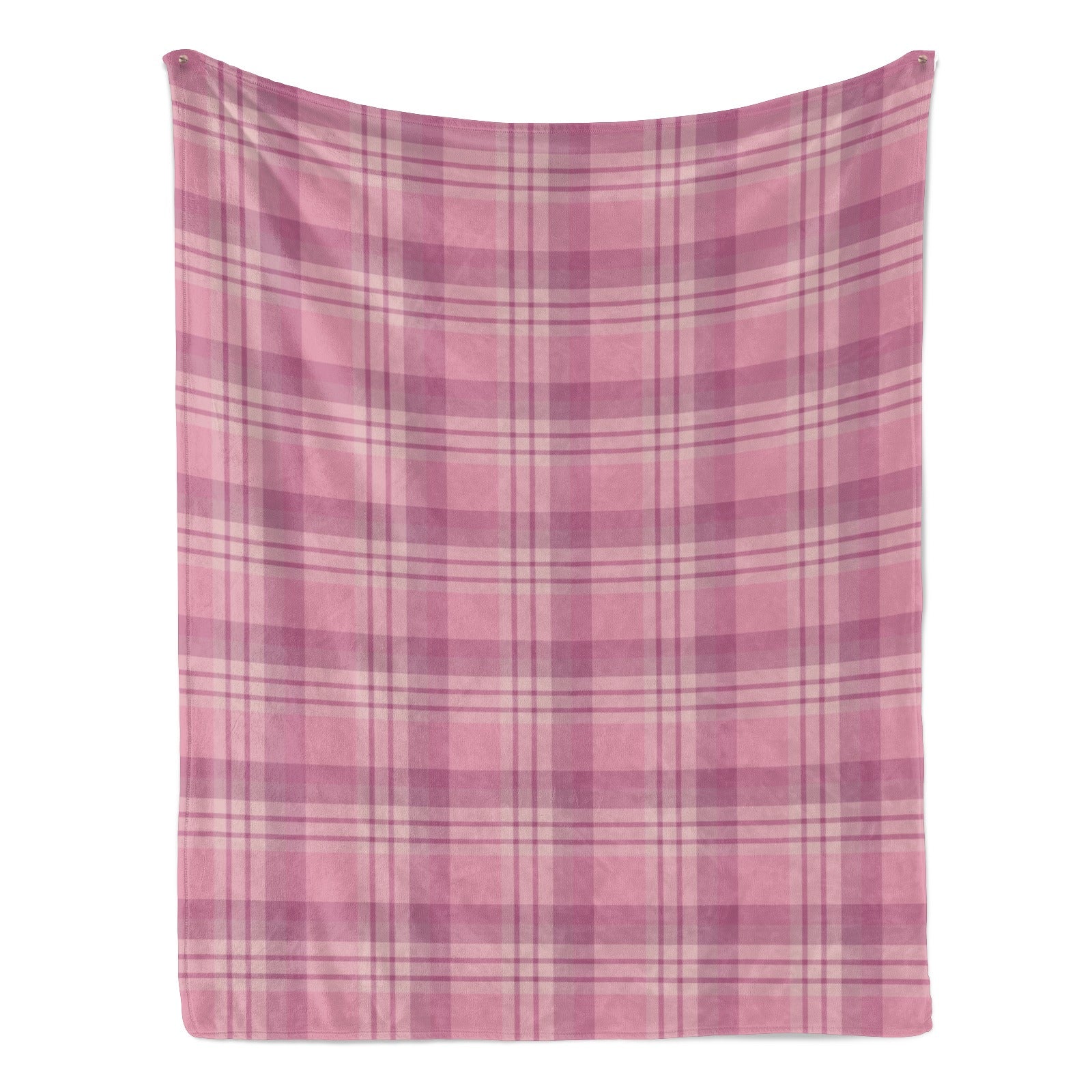 Pink buffalo plaid flannel blanket, USA made, perfect for cozy comfort and stylish home decor.