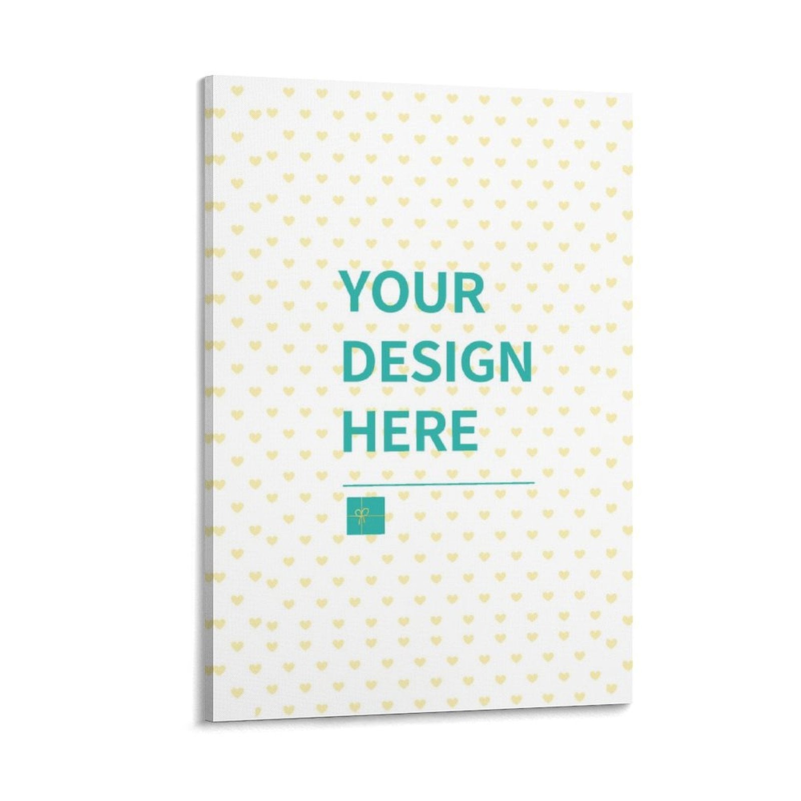 Custom canvas print with your design, featuring heart pattern, made in USA.