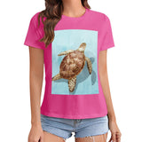 Pink sea turtle graphic t-shirt, crewneck, short sleeve, women's summer fashion, MyArtsyGift.com