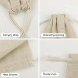 Burlap bag details: drawstring, carrying strap, neat stitches. Perfect for personalized birthday gifts