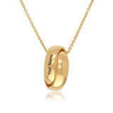 Gold custom name ring necklace pendant with chain, personalized jewelry gift.