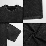 MyArtsyGift Black Cotton T-Shirt for Men, stonewashed texture, short sleeve, casual wear