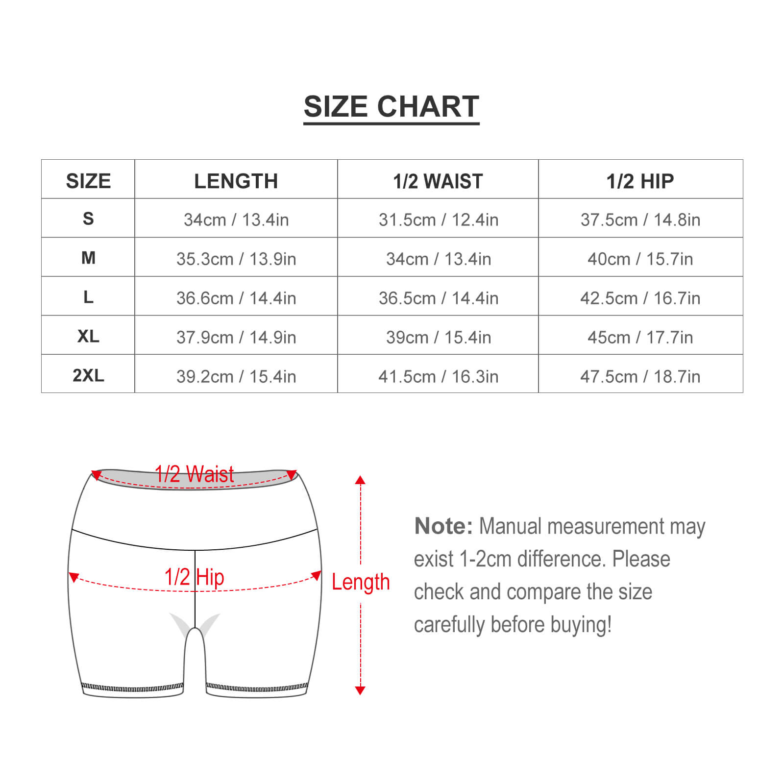 Custom yoga vest size chart, S-2XL. Includes length, waist, and hip measurements for workout clothing.