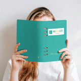 MyArtsyGift teal A5 loose-leaf notebook with Patricia Liying Huang signature, for note-taking & office supplies