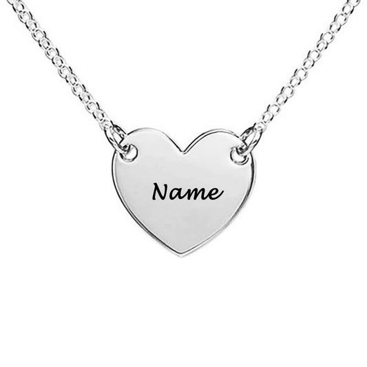 Personalized Silver Heart Necklace engraved with Name, Customizable Jewelry for Men & Women. Gift idea from MyArtsyGift.