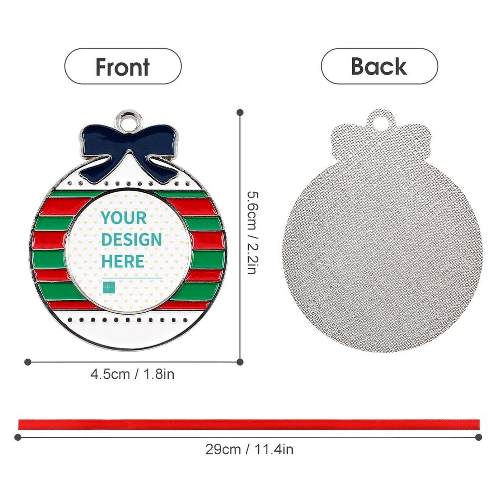 Personalized alloy Christmas ornament, customizable with your design, Xmas tree decoration
