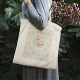 Personalized canvas tote bag for women with floral 'Mon Amour' design and cotton, perfect for shopping.