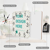 Customizable square wooden wall clock with YOUR DESIGN HERE design; MyArtsyGift home decor, silent movement