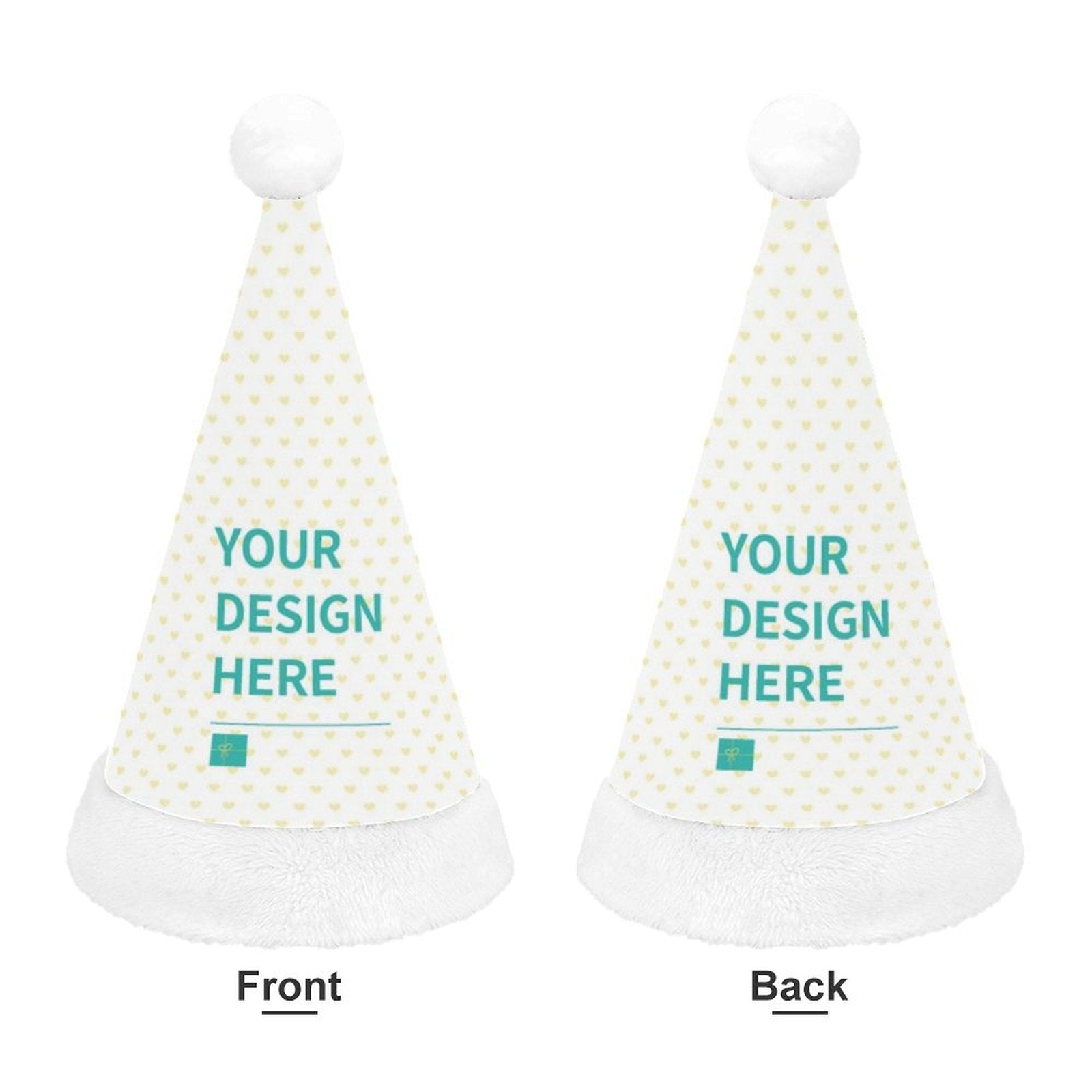 Custom Christmas Santa hat with 'Your Design Here' text, perfect for holiday personalization, and parties