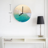 Modern beach MDF wall clock, 11.6 inch, coastal decor for living room or office, featuring beach and ocean design.