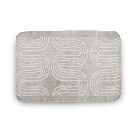 Coral Velvet Bath Rug with abstract pattern. Non-slip, quick-drying, and suitable for bathroom, kitchen, and bedroom.