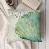 Plush pillow cover with Palourde seashell art print. Decorative throw pillow cover for sofa, couch, and living room.