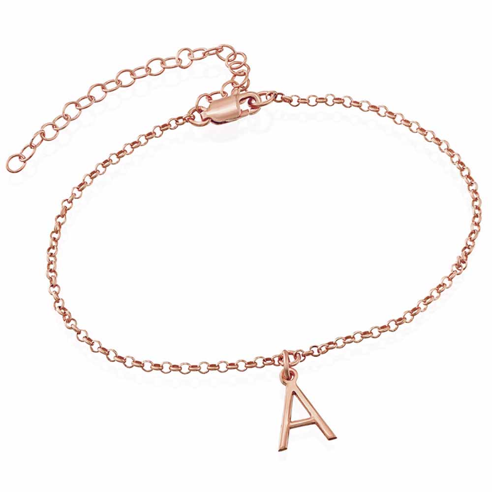 Rose Gold Initial A Bracelet. Custom name jewelry gift for women, a perfect personalized gift from MyArtsyGift.