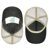 Custom denim baseball cap with mesh back. "YOUR DESIGN HERE" for personalized designs, design your own hat.