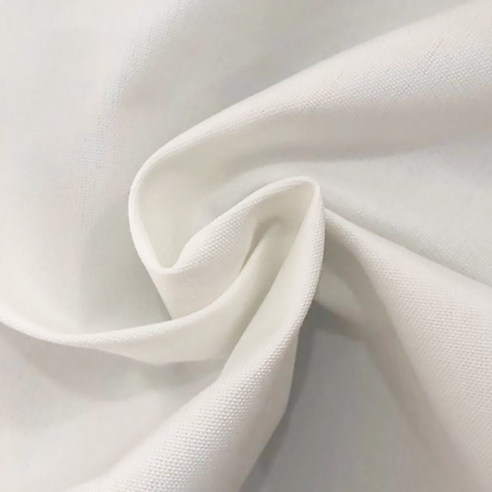 White cotton-linen fabric close-up. Durable, soft material for personalized throw pillow cases, perfect for home decor.
