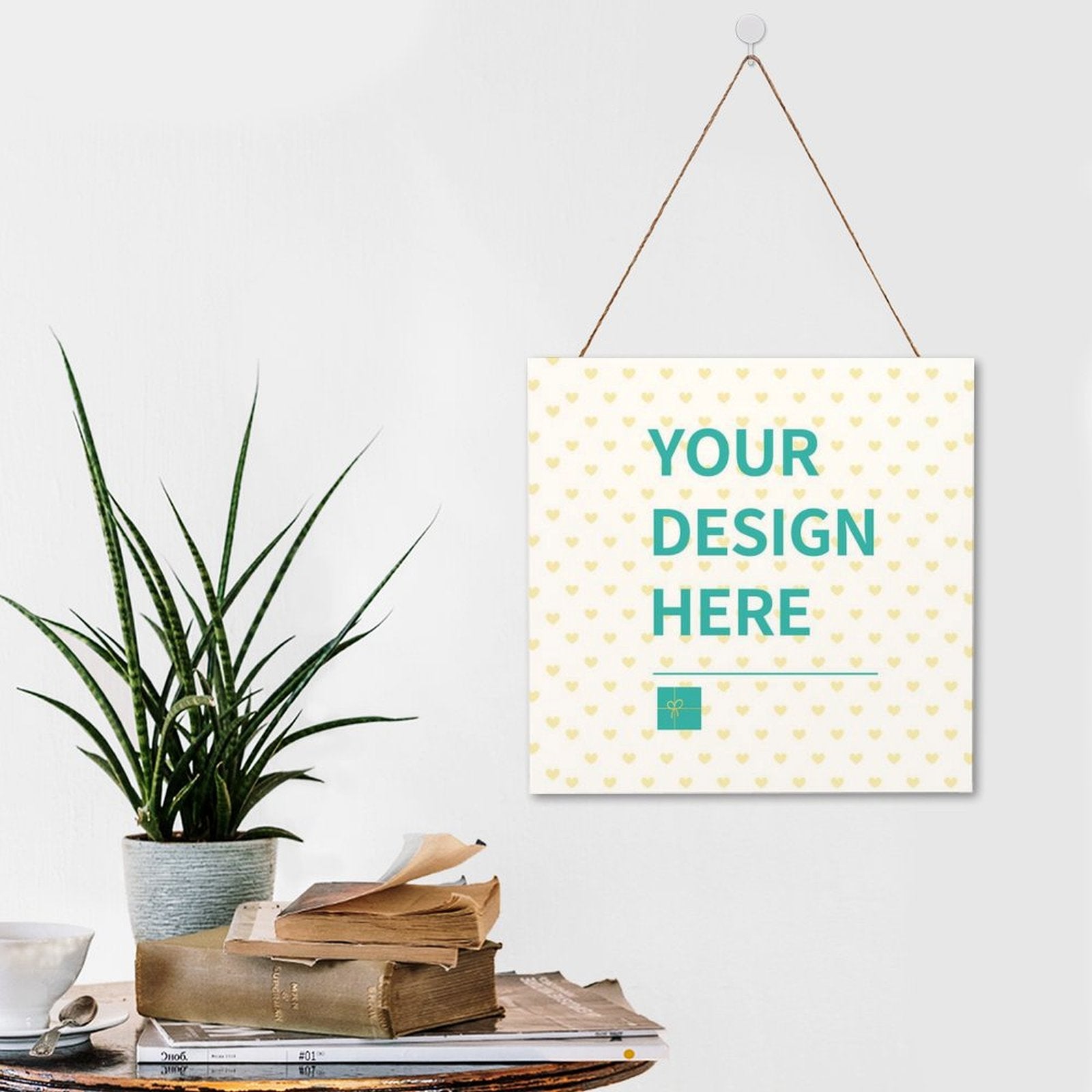 Customizable wooden sign with "YOUR DESIGN HERE" text, farmhouse decor, perfect for home kitchen