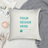 Customizable soft pillow with heart design and 'Your Design Here' text, perfect for MyArtsyGift personalization.
