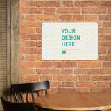 Customizable aluminum plaque with "YOUR DESIGN HERE" text, perfect for unique gifts and home decor.