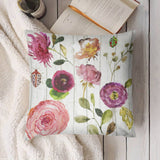 Floral pillow cover with watercolor flowers, soft plush, for sofa and couch decoration, MyArtsyGift