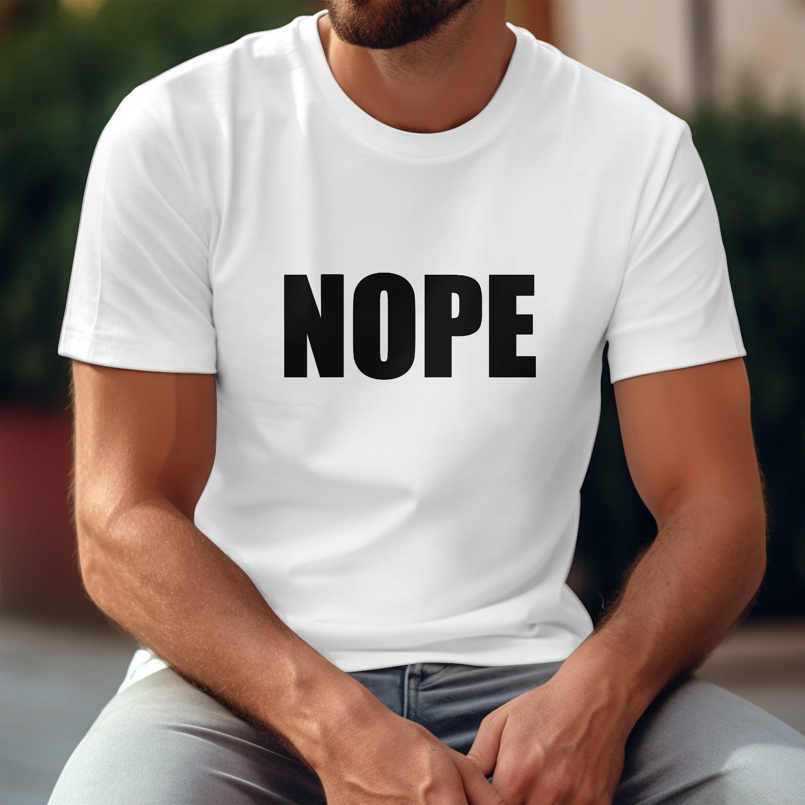 White NOPE Gildan unisex t-shirt, cotton fabric, suitable for casual wear and self-expression, MyArtsyGift.