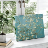 Van Gogh Almond Blossom canvas print, wall art with teal background for home decor, modern style
