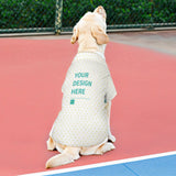 Customizable dog shirt vest, white heart pattern with "YOUR DESIGN HERE" text, perfect for small dogs and cats.