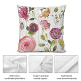 Watercolor floral plush pillow cover, soft and fluffy, with invisible zipper, perfect for living room